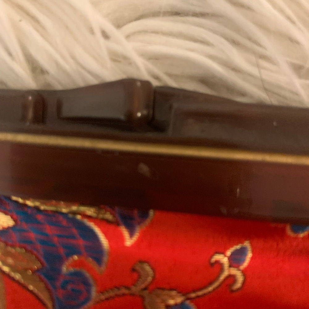 Elegant Red Floral Clutch vintage Chinese brocade - Picture 4 of 7